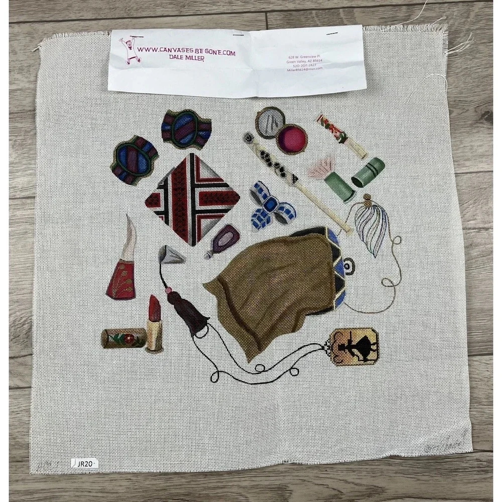 Dale Miller Handpainted HP Needlepoint Canvas - Content Of A Women's Purse